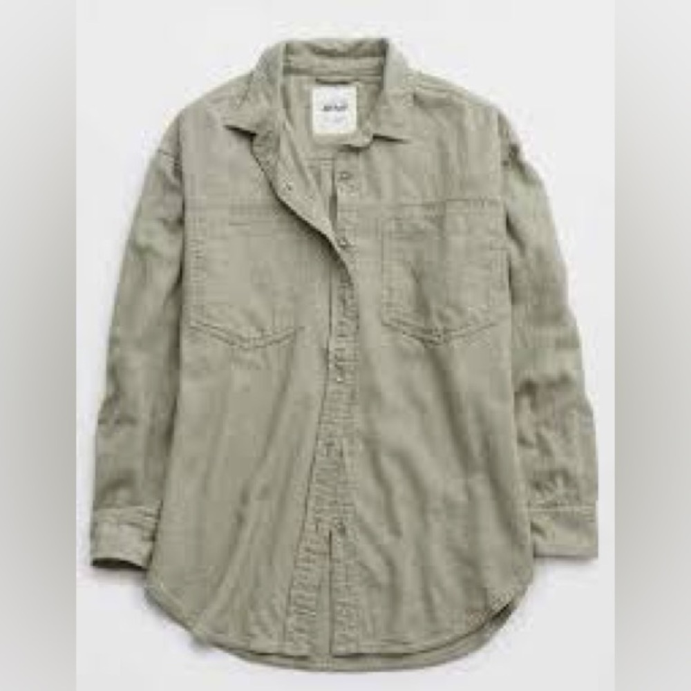 Aerie Sage Green Textured Lumber Jane Shirt